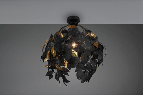 Rl live your light reality leavy - plafondlamp - zwart mat - excl. 1x e27 28 w - plafondbevestiging - patroon bescherming