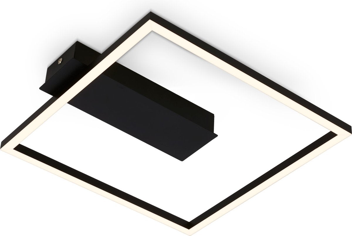 B.k.licht briloner - plafonniere led frame - plafondlamp met warm wit licht - 3000k - 12w - 1400 lm - 32x30x5 cm - zwart