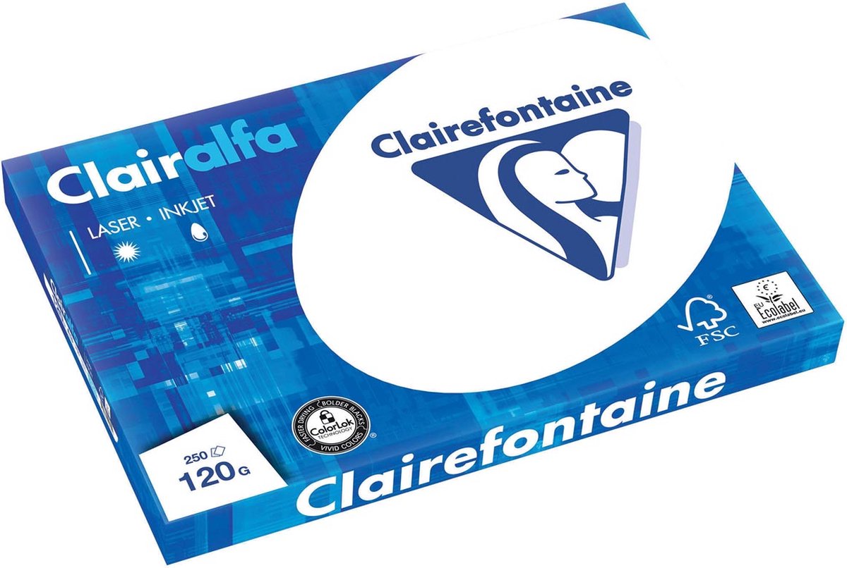 Clairefontaine clairalfa presentatiepapier ft a3, 120 g, pak van 250 vel 5 stuks