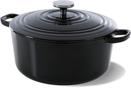 Bk bourgogne braadpan gietijzer 24cm 4.2l - inductie braadpan - gietijzeren braadpan - ovenbestendig tot 230 graden - deksel met druipringen - wit geëmailleerde binnenkant - zwart