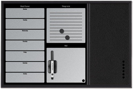 Bi-office bisilque planbord - 60 x 40 cm - weekplanner - zwart