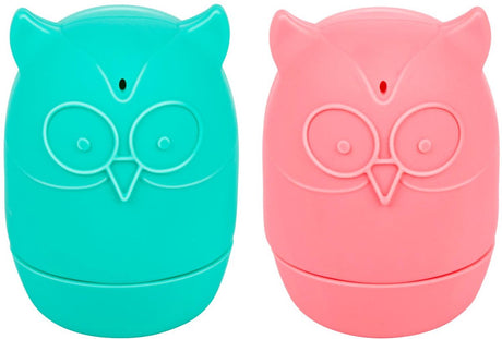Eddy toys squeeze squirt badspeeltjes - uilvormige speelfiguren - 2 designs - knijpen en spuiten - geschikt voor baby's en peuters - afmeting ø5x8 cm - kunststof - 3-12 jaar - groen en roze