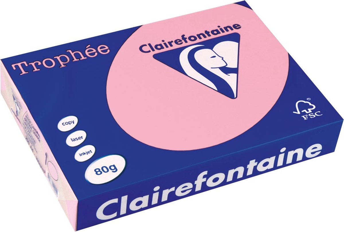 Clairefontaine trophée gekleurd papier, a4, 80 g, 500 vel, roze