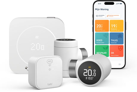 Tado° bedrade slimme thermostaat x (2e gen.) multi-room starterskit - incl. 2 radiatorknoppen - opentherm relay - matter, google home, alexa apple home - wit