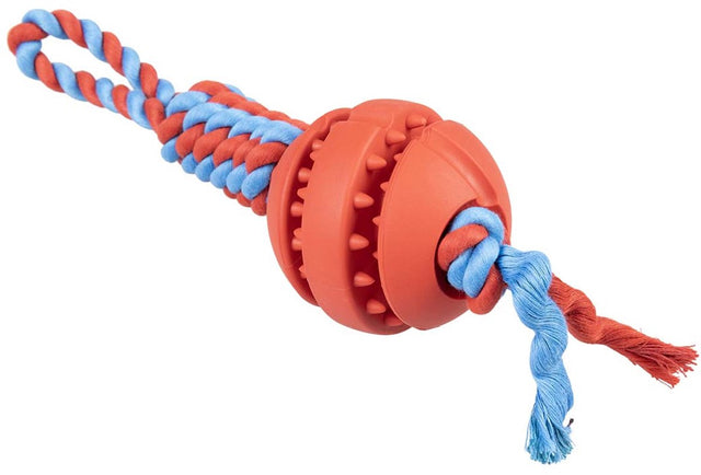 Duvo plus playtime touwspeeltje rubrop tugger met bal voor honden 33x8x8cm rood xl