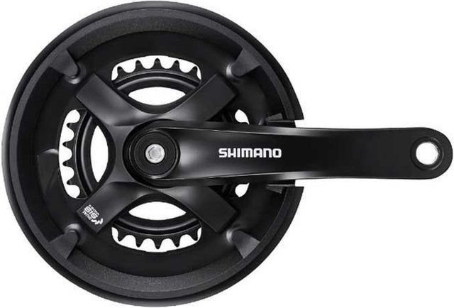 Shimano fc-ty501-2 crankstel 46 30t 2x7 8-speed – vierkante as, zwart, voor mtb en trekkingfiets