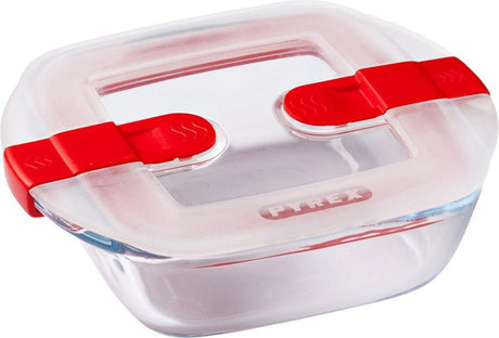 Pyrex cook , heat voedselcontainer vierkant met deksel 14 x 12cm