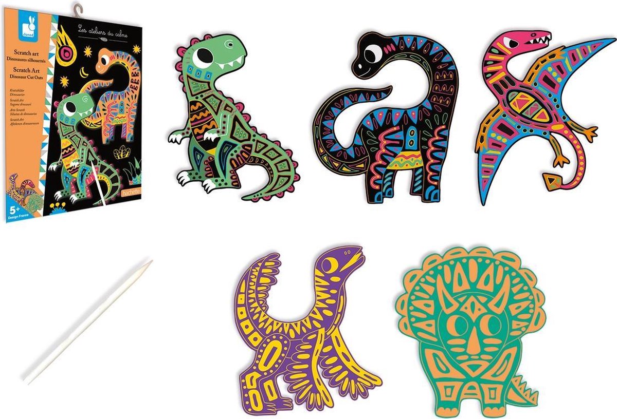 Janod - les ateliers du calme - scratch art - dinosaurus - knutselpakket