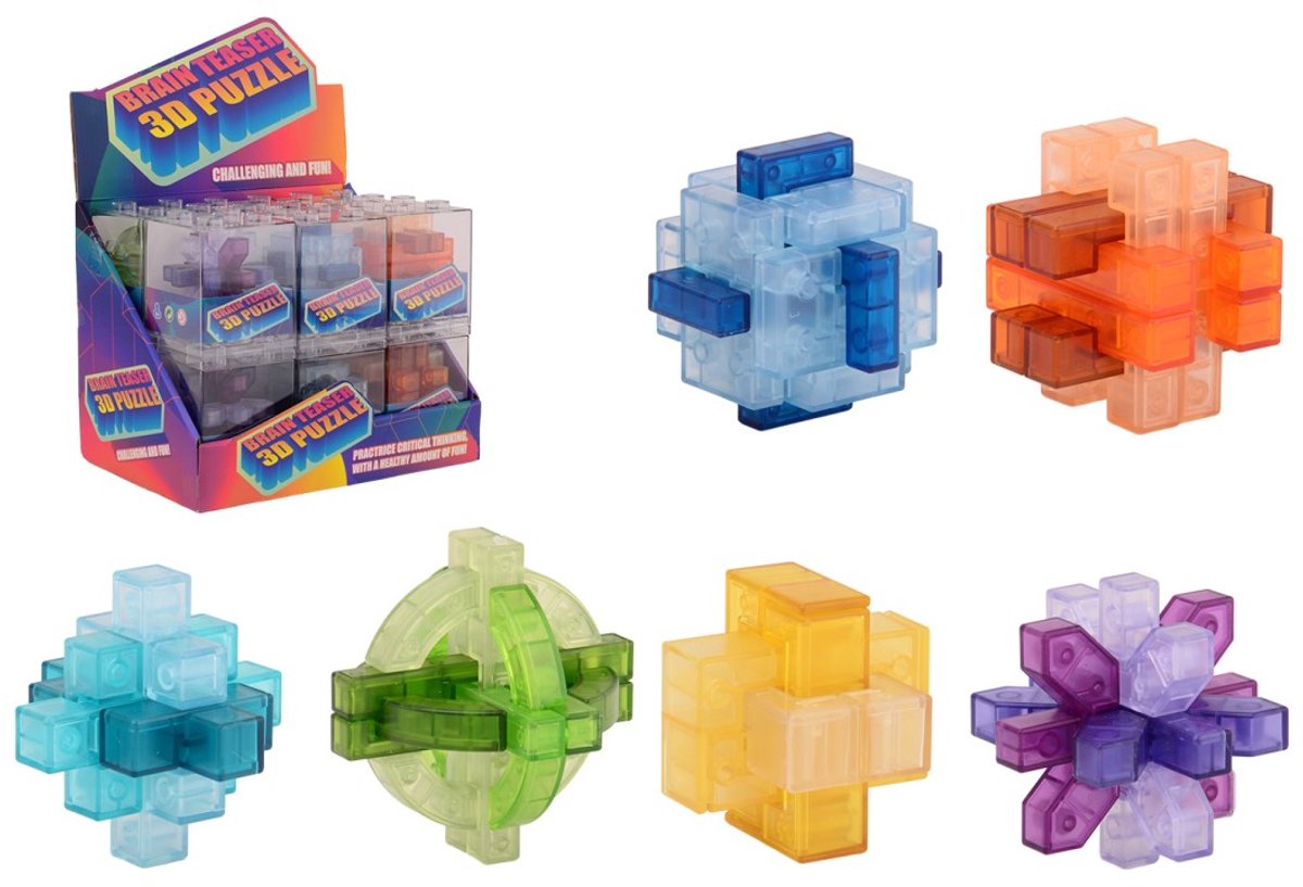 Johntoy 3d puzzel hersenkraker in box - denkspel speelgoed.