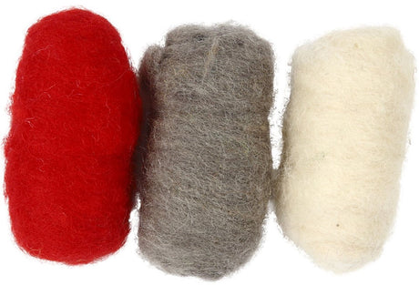 Creativ company gekaarde wol | rood-grijs-wit | 3 x 10 gram