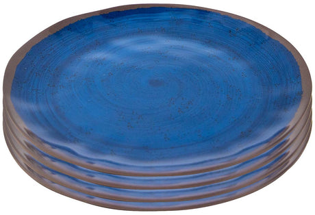 Bo-camp - ontbijtbord - halo - 4 stuks - melamine - blauw