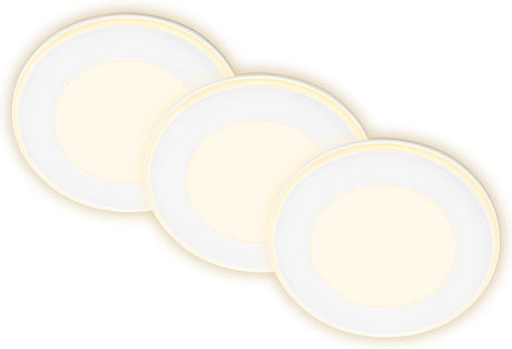 Briloner gima - set van 3 led inbouwspots - 7988036 - nachtlampje functie - apart schakelbare vlakken en ringen - memory functie - warm wit licht - ø9,3 x 3 cm - wit