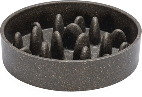 Designed by lotte pom antischrokbak kat - slowfeeder kat - voerbak - vaatwasserbestendig - bamboe - grijs - 410 ml s