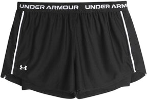 Under armour tech play up 2in1 shorts-blk dames sportbroek - zwart - wit