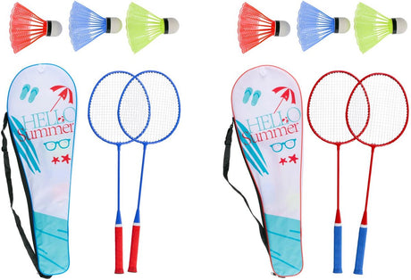 Eddy toys badmintonset - 2 rackets en 3 shuttles - inclusief draagtas - badminton set voor buiten - recreatief gebruik - artikel 30752 - 1 willekeurige kleur