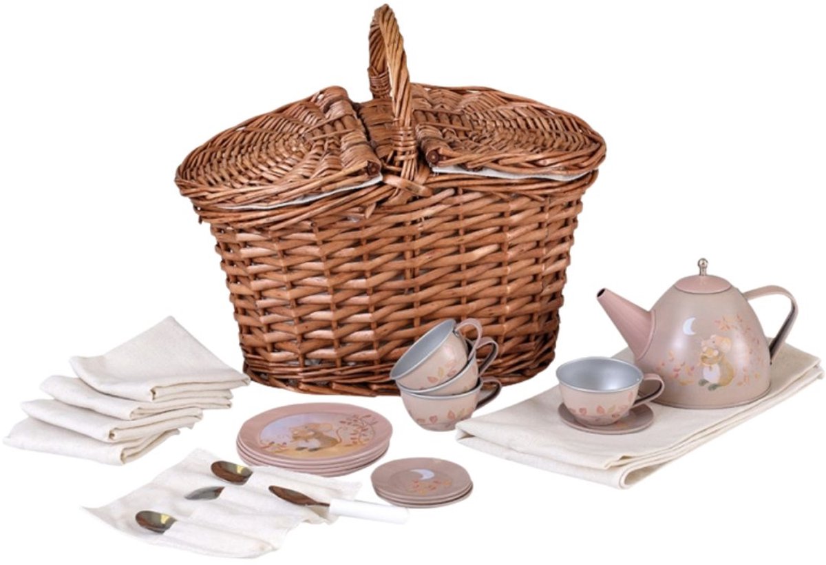Egmont toys theeset muis - speelgoed servies in mandje 26x16x22 cm.