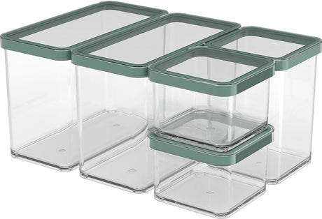 Rotho loft voedselbewaardozen - set van 5 stuks - groen - 2x 2,1 liter, 2x 0,5liter en 1x 1 liter