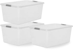 Iris storage opbergbox met clips - 40l - extra ruim - stapelbaar - kunststof -transparant grijs - set van 3