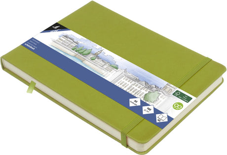 Kangaro schetsboek a5 landscape - lime green - hardcover kaft - met elastiek en lint - k-861239