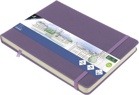 Kangaro schetsboek a5 liggend - heather purple - met elastiek en lint - k-861313
