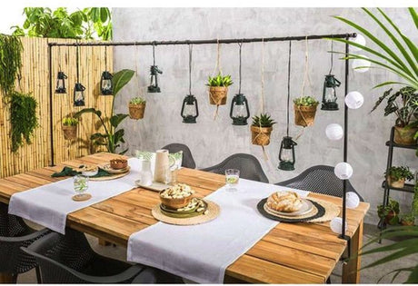 Merkloos sans marque tafel decoratiestang zwart - 130 - 250 cm - decoratie - tuin - decoratieframe - tafelrek - tafelklem - verstelbaar - buiten