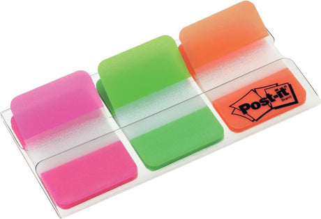 Post-it â® index strong, roze, groen, oranje, 25.4 x 38 mm, 22 tabs kleur dispenser