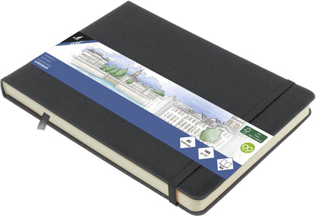 Kangaro schetsboek a5 landscape - cold grey - hardcover kaft - met elastiek en lint - k-861235