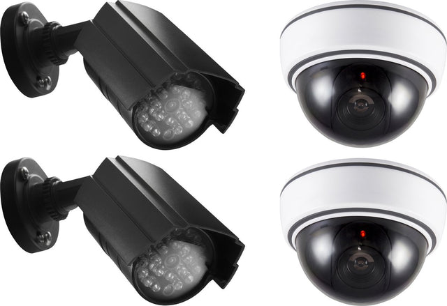 Alecto dc-kit - dummy camera's 4 stuks - diefstal preventie set met binnen- en buitencamera's en stickers