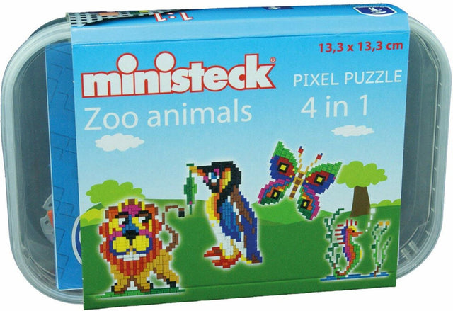 Ministeck dierentuin dieren 4in1 plastic doos 500 stukjes