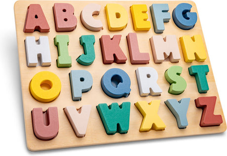 Woet ® houten alfabet puzzel - abc hoofdletters a t m z - kleurrijke educatieve legpuzzel - alfabet leren - peuterspeelgoed - vanaf 2 jaar