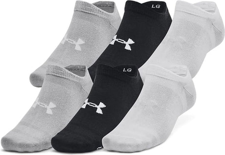 Under armour ua essential no show 6pk unisex sportsokken - zwart - grijs 36-41