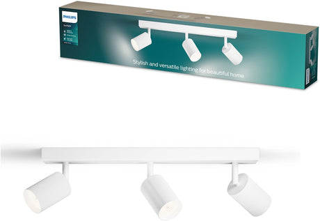 Philips led philips wyatt opbouwspot - led gu10 fitting - richtbaar - 3 lichtpunten - clickfix - wit