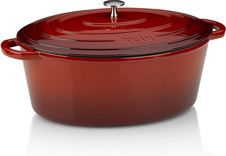 Kela braadpan gietijzer ovaal rood, 36 cm x 29 cm- | calido