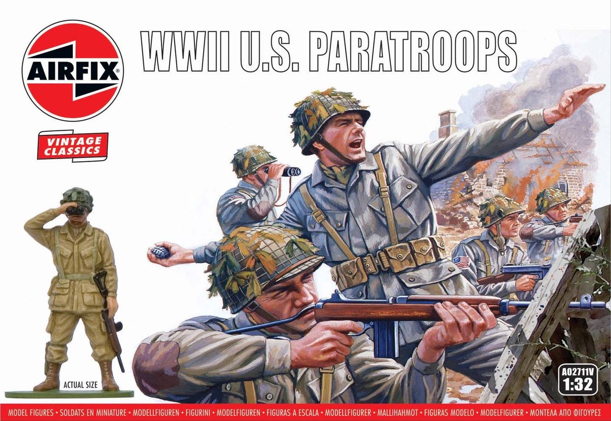 Airfix modelbouwpakket militaire voertuigen - 02711v wwii u.s. paratroops - figures plastic - 1:32 - modelbouw