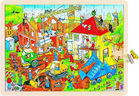 Goki houten legpuzzel - bouwplaats, 96st.