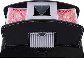 Longfield kaartschudmachine - automatisch - zwart leder - druk op knop - 23 x 13 x 10,5 cm - engelhart