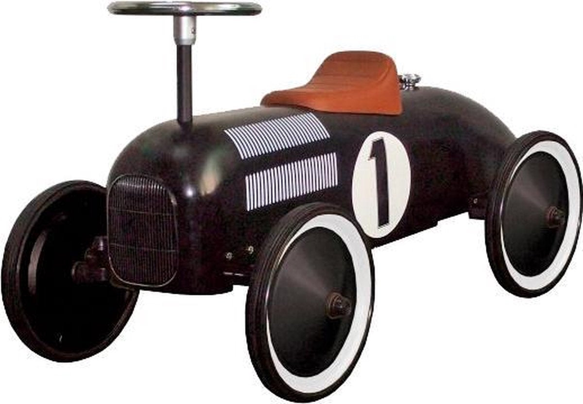 Goki loopauto - nummer 1 zwart - 73,5x35x40cm - metaal en kunststof - 1 jaar