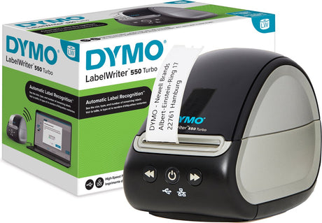 Dymo labelwriter 550 turbo labelprinter | labelmaker met direct thermisch afdrukken op hoge snelheid | automatische labelherkenning | drukt verzendlabels en meer af met usb lan-connectiviteit