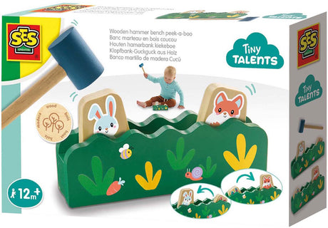 Ses creative tiny talents houten hamerbank kiekeboe met hamer - vanaf 1 jaar - baby speelgoed - motorische ontwikkeling - schoencadeautjes sinterklaas