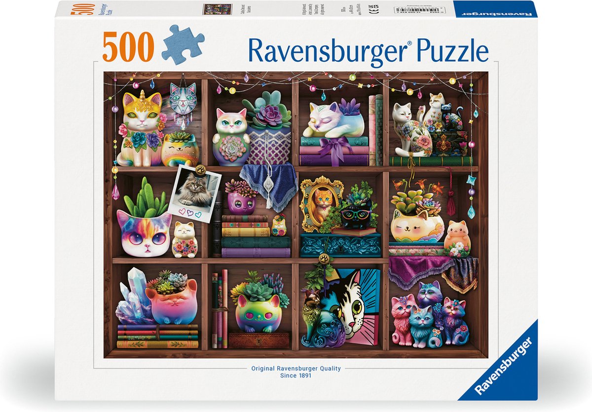 Ravensburger puzzel cubby cats and succulents - legpuzzel - 500 stukjes