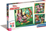 Clementoni legpuzzel super color vierkant mickey and friends, 3x48st.