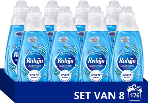 Robijn quickwash - vloeibaar wasmiddel - morning dew - 8 flessen - 176 wasbeurten - voordeelverpakking