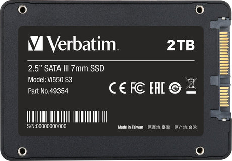 Verbatim vi550 s3 serie - intern ssd - 2tb - 2,5 inch - sata iii - zwart