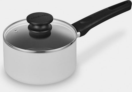Brabantia indu+ steelpan met deksel -ø 16 cm - sauspan - keramische antiaanbaklaag - glazen deksel - geschikt voor inductie - 100% pfas vrij - vaatwasserbestendig - zwart