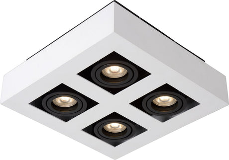 Lucide xirax - plafondspot (plafondlamp) - led dim to warm - gu10 (mr16) - 4x5w 2200k 3000k - wit