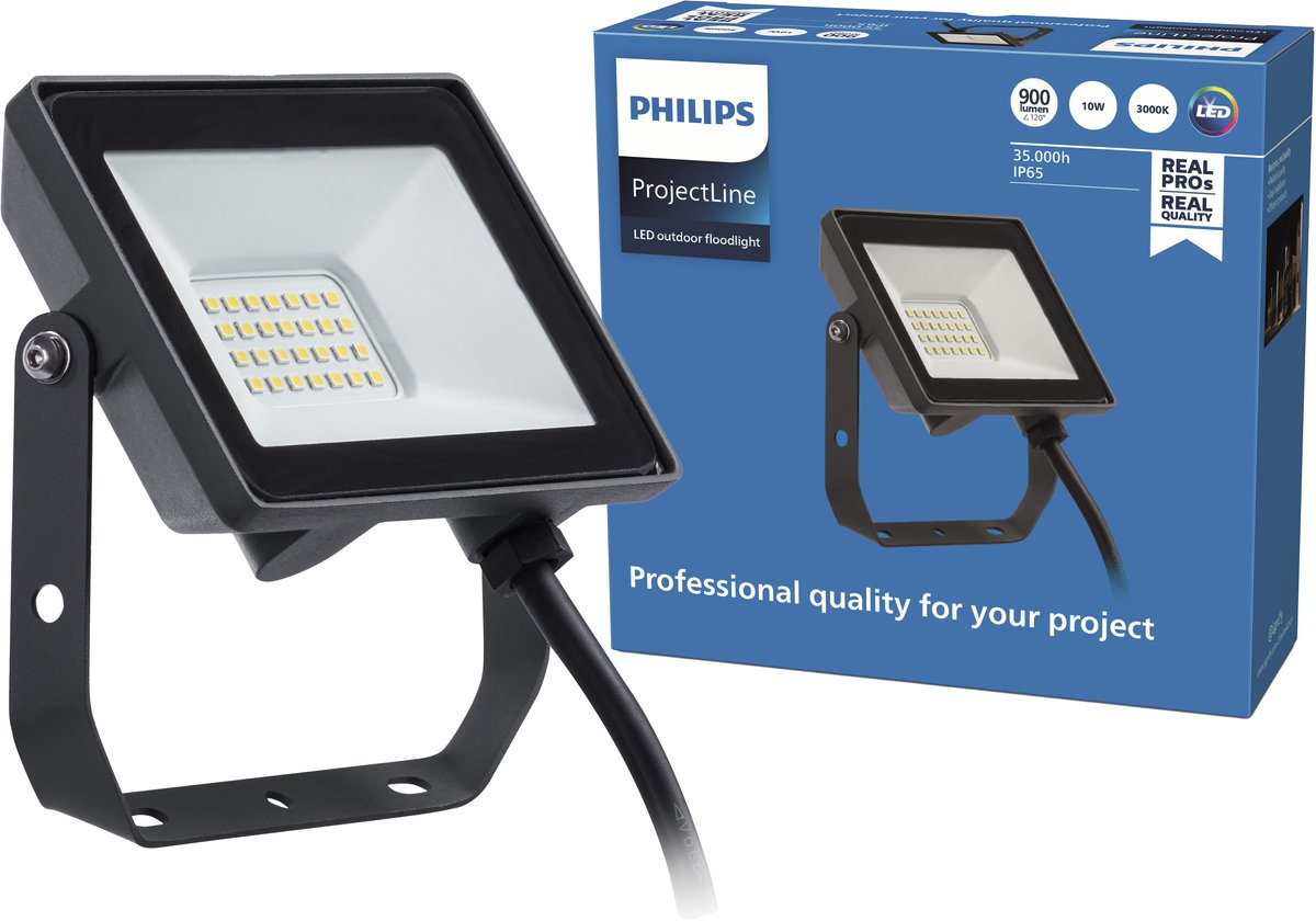 Philips led philips projectline schijnwerper - 10 w - warmwit licht