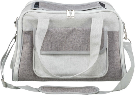 Trixie hondentas libby grijs - gaas-inzetstuk, 42x25x27 cm - met schouderriem en korthouder