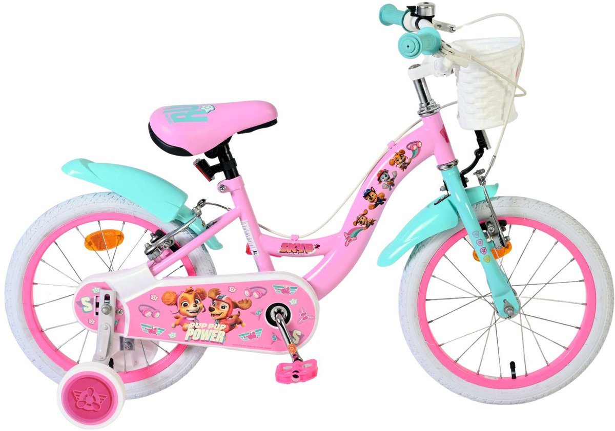 Volare paw patrol kinderfiets - meisjes - 16 inch - roze - twee handremmen