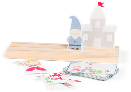 Bs toys sprookjes - luister en plaats - educatief houten kinderspeelgoed vanaf 4 jaar - sprookjes spel met 10 kaarten 9 houten speelstukken - luister-, observatie- en geheugenspel voor 1-2 spelers - verhalen vertellen rollenspel speelgoed