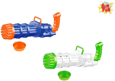 Sun fun bellenblaaspistool speelgoed 19cm met bellenblaas - kleurrijk plezier.